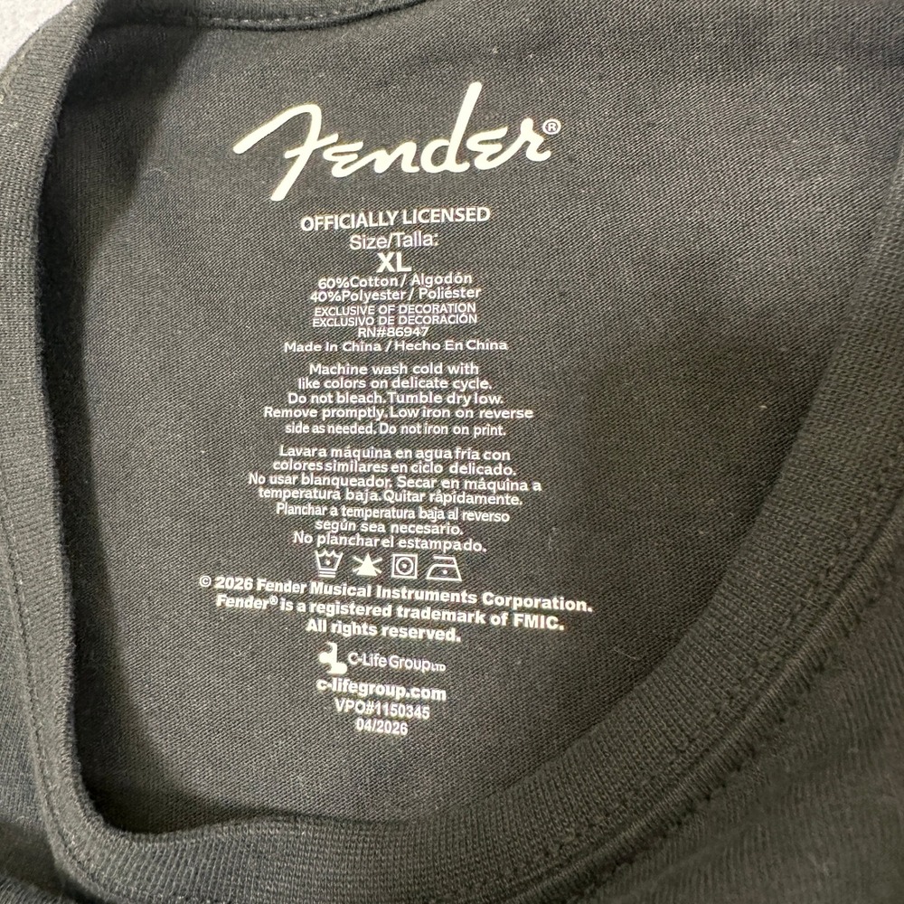 Fender Graphic Tee Mens XL Black New Officially Licensed Logo T-Shirt - Picture 6 of 6